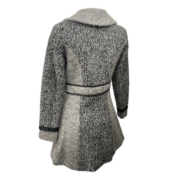 Tempo Paris Women's Gray Wool Collared Button Long Sleeve Sweater Coat Jacket S - Picture 2 of 5